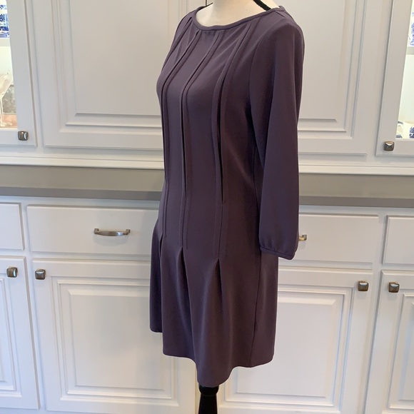 Fossil ~ Pleated Drop Waist Dress in Eggplant - Picture 7 of 16